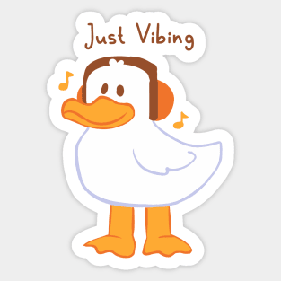 Just Vibing Headphones Cartoon Duck Sticker